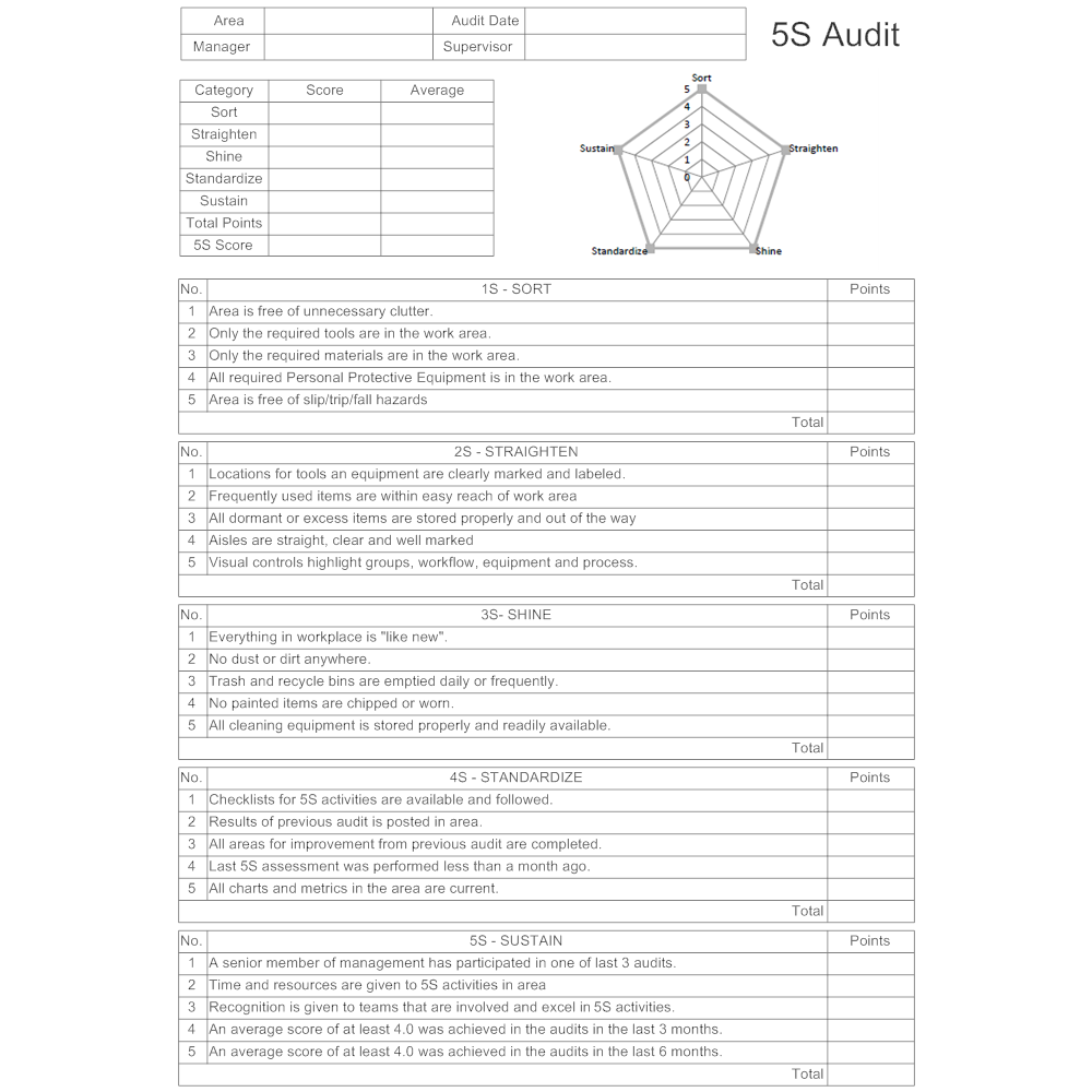 lean 6 sigma 5s audit form
