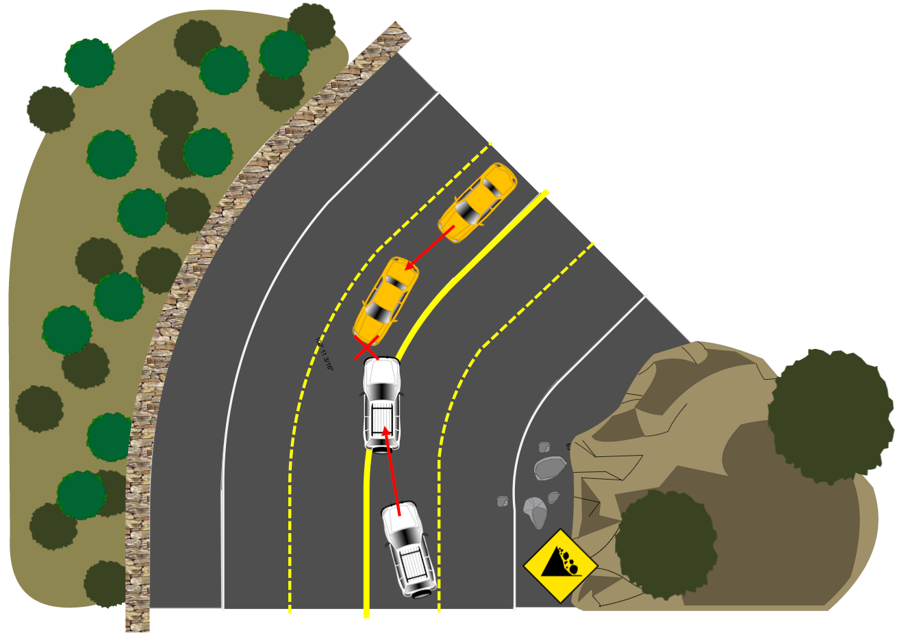 Telephone Lifting A Car Crash With Road Signs. This Illustration