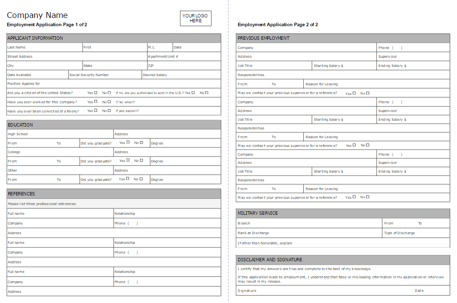 Employment Information Form Template from wcs.smartdraw.com