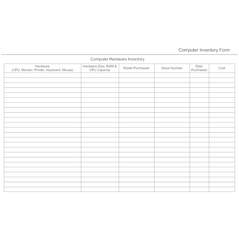 Computer Hardware Inventory Form