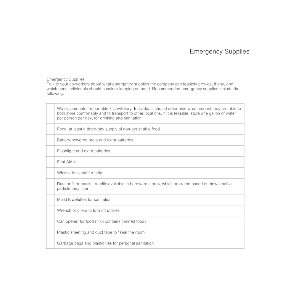 Example Image: Emergency Supplies