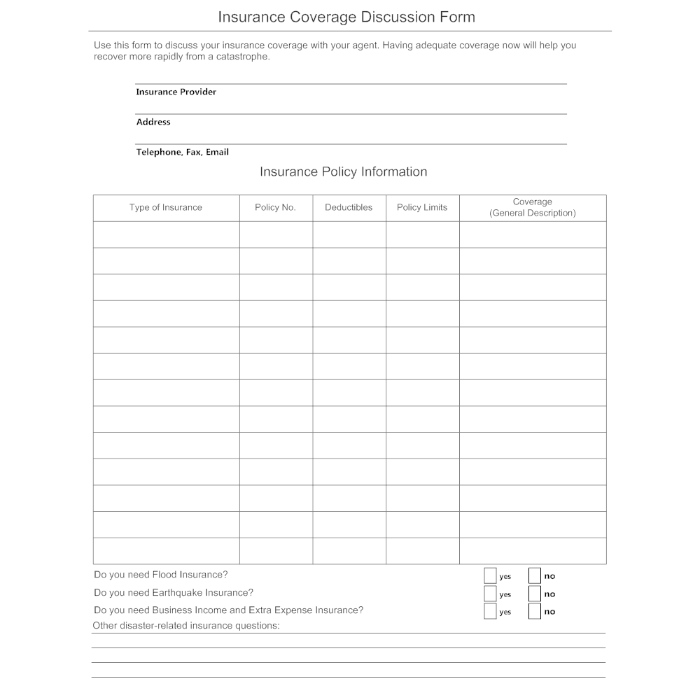 Example Image: Insurance Coverage Discussion Form