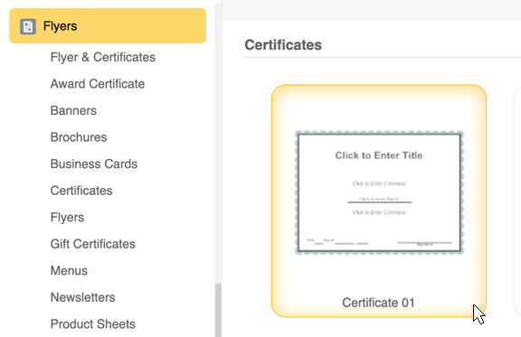 Certificate templates