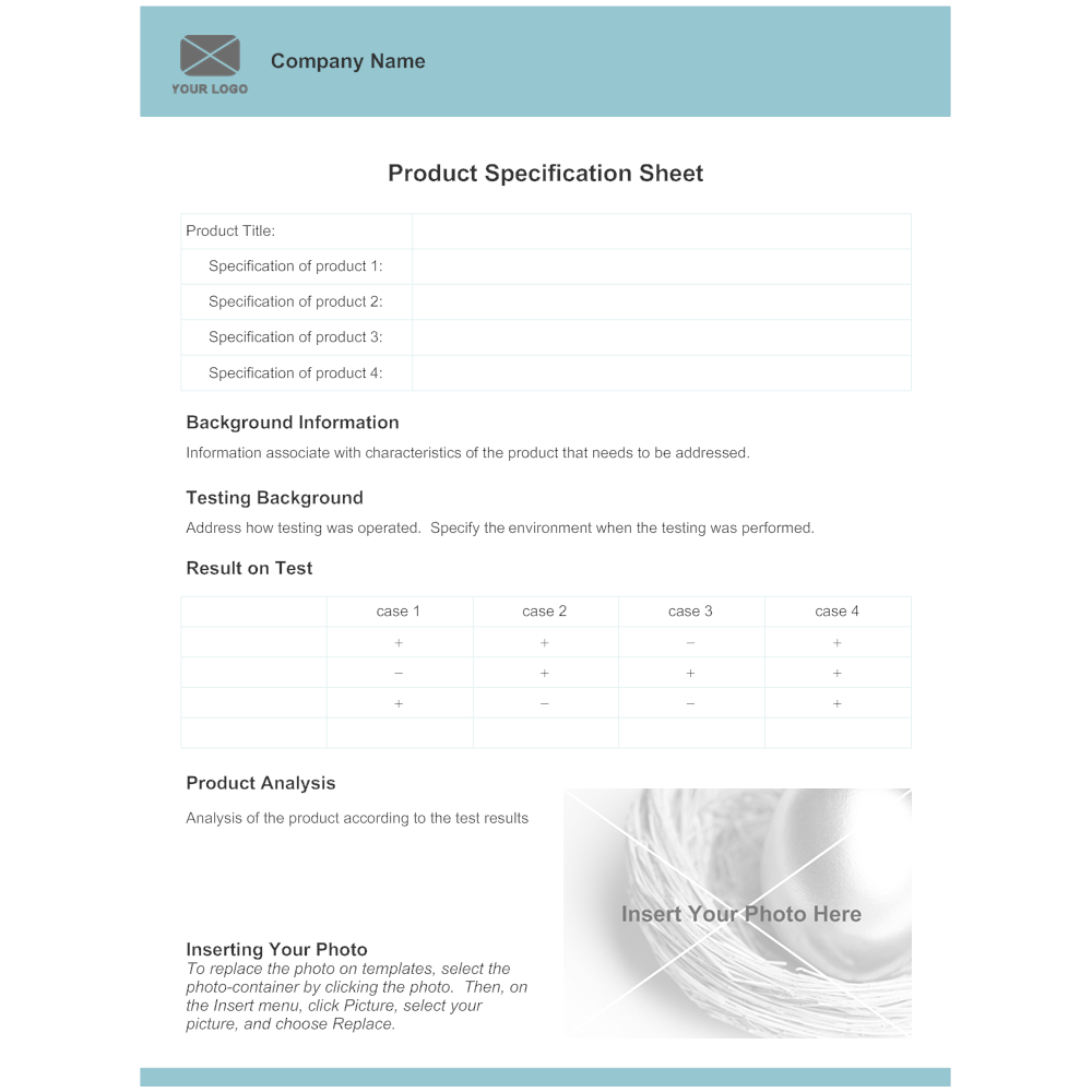 Modern Product Specification Template : 10  Spec Sheet Templates DOC