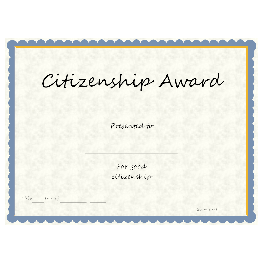 Free Citizenship Award Certificate Template Free Printable Templates