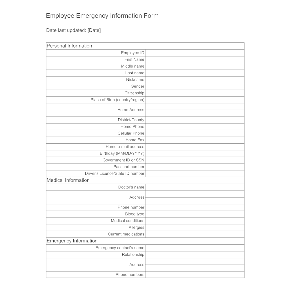 Employee Emergency Information Form