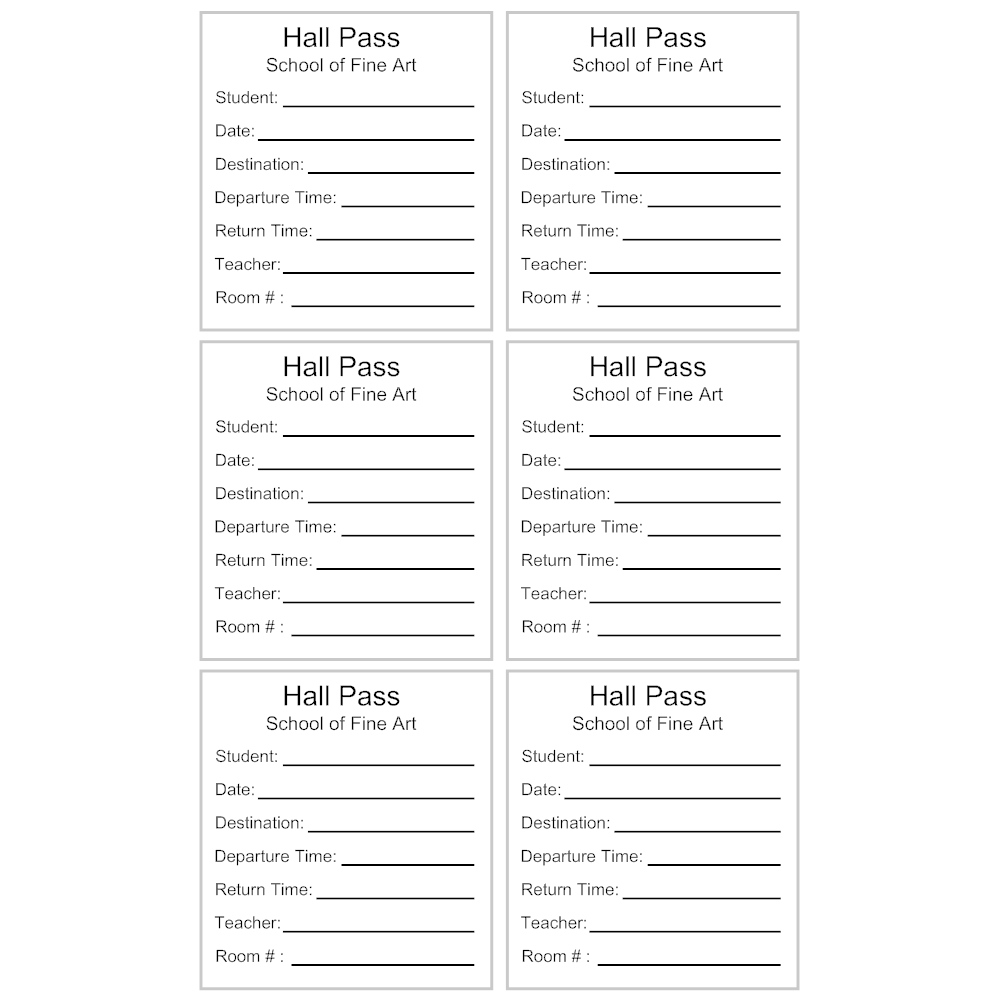 Editable Printable Hall Pass Template - Printable Templates Free