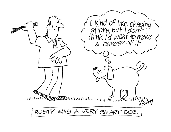 New Yorker Cartoon - I like chasing sticks but I don't think I want to make a career of it