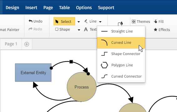 Data flow diagram lines