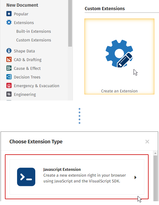 Choose the JavaScript Extension