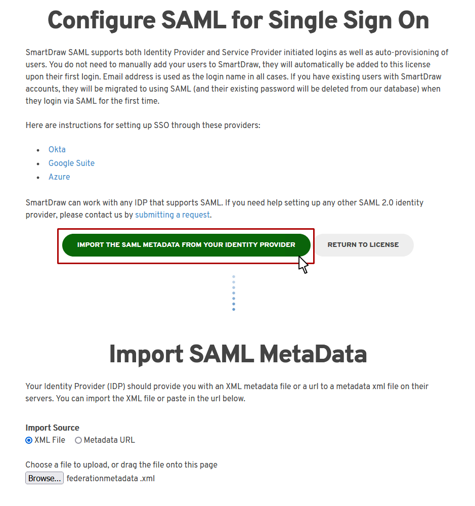 Import SAML data