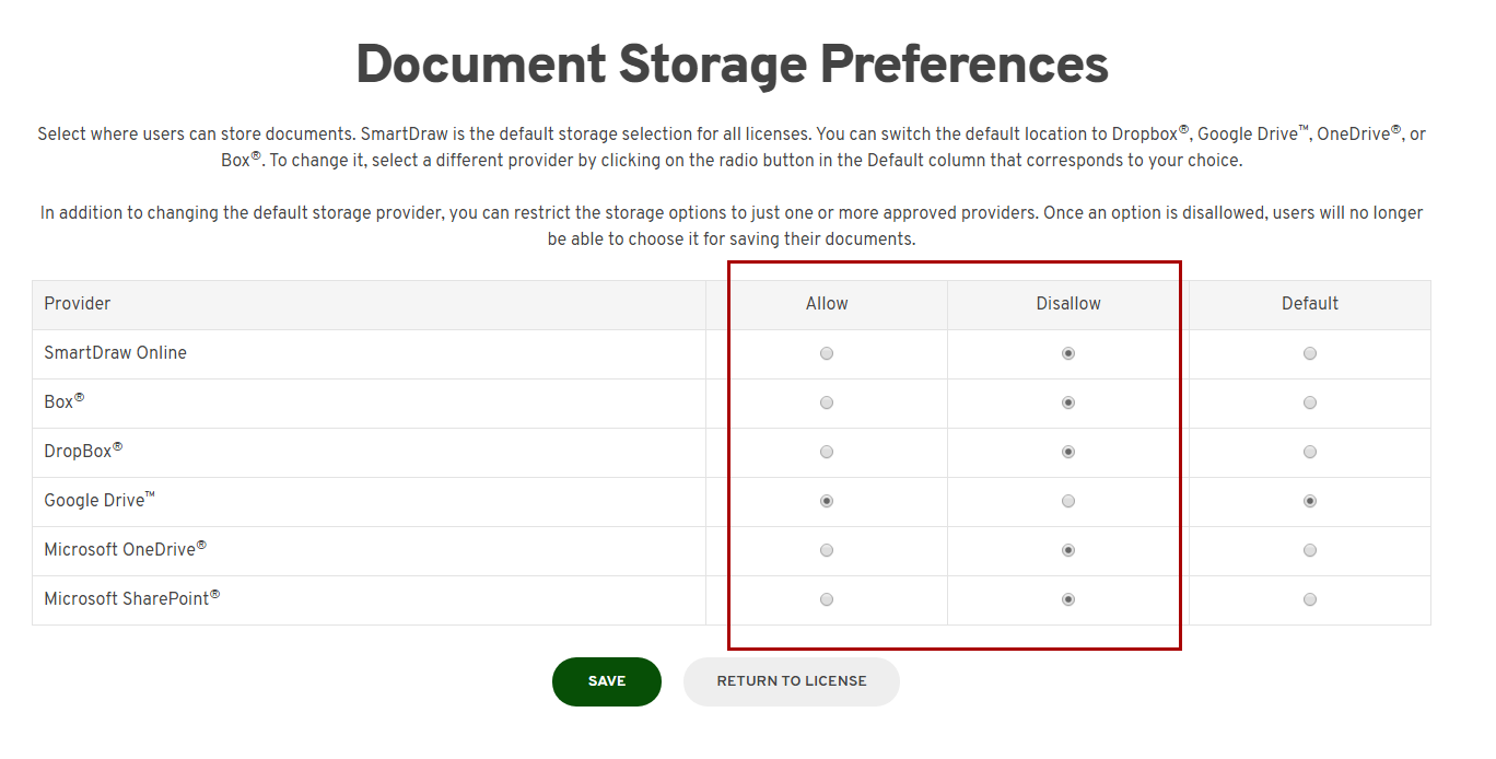 Allow only specific storage providers