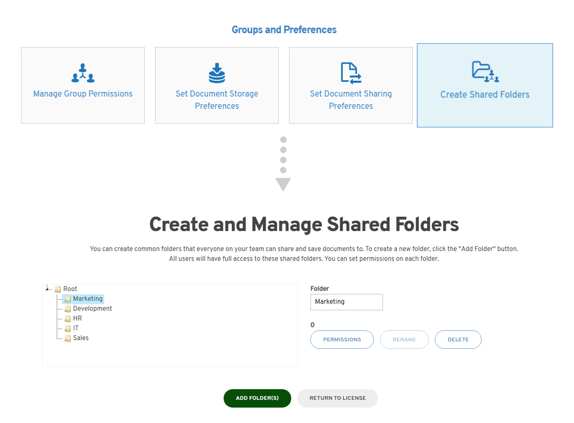 Create shared folders