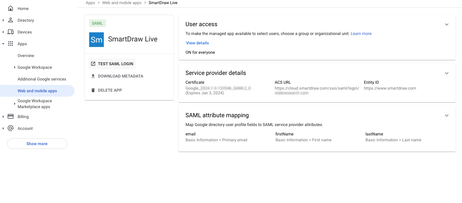 Test Google SSO from the Admin Console
