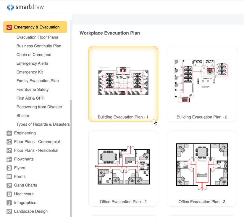 Emergency plan templates