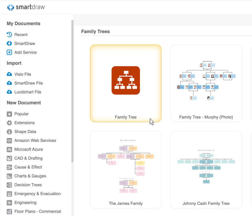 Templates for making family trees