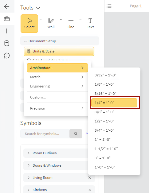 Set a floor plan scale