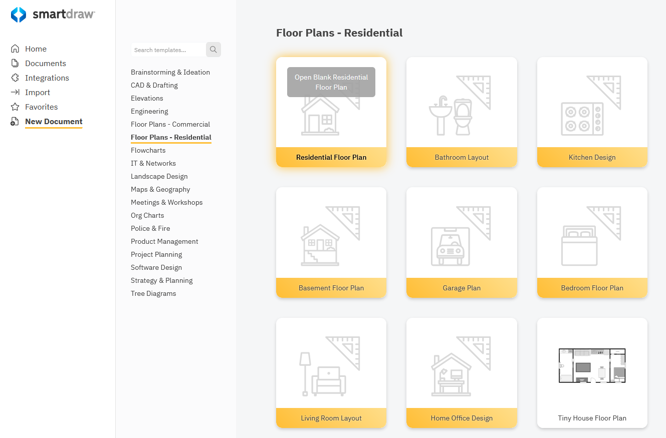 Choose a floor plan template