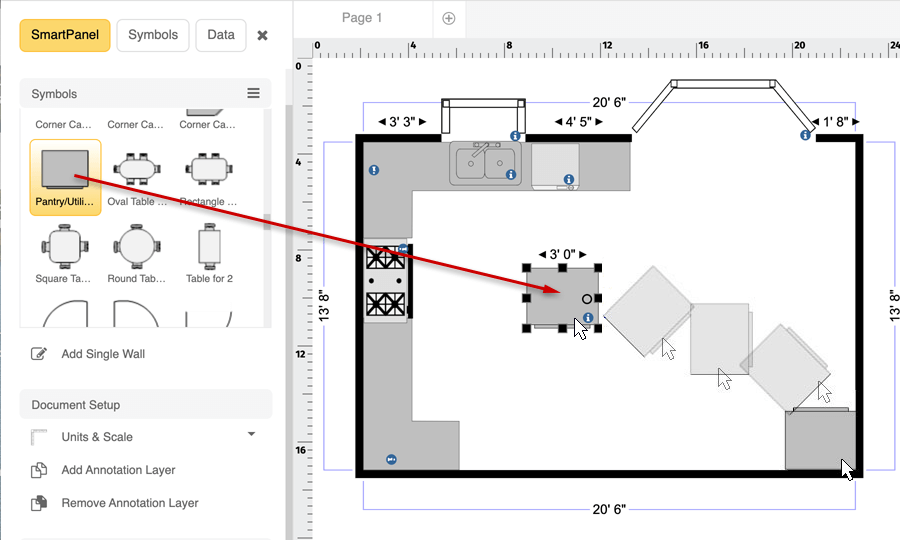 Floor plan kitchen cabinets