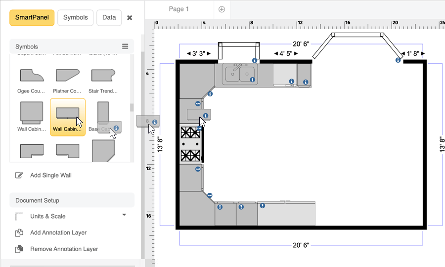 Floor plan upper cabinets