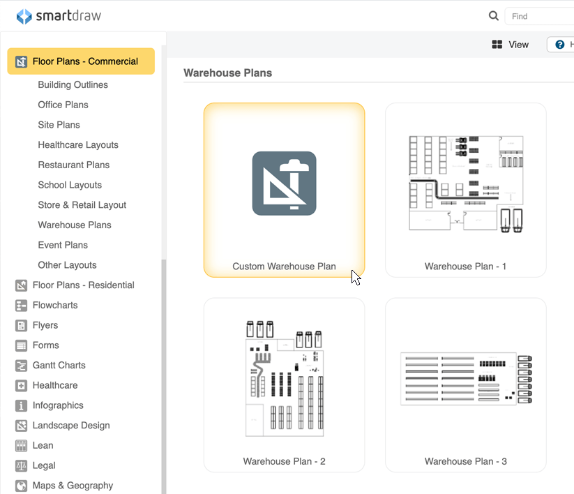 Warehouse layout templates