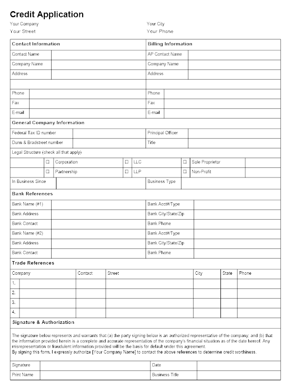 Accounting form template