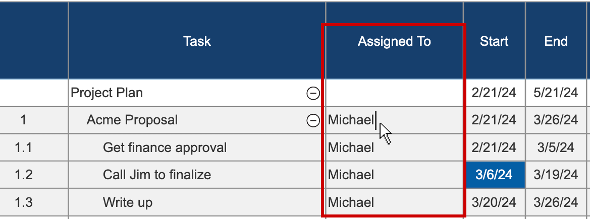 Assign project task