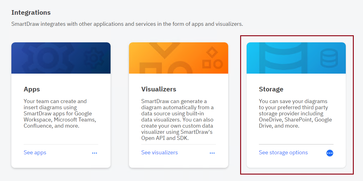 Choose Storage under Integrations