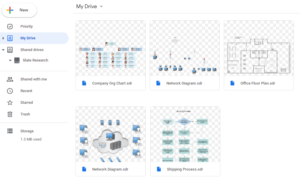 Diagrams with previews in Google Drive