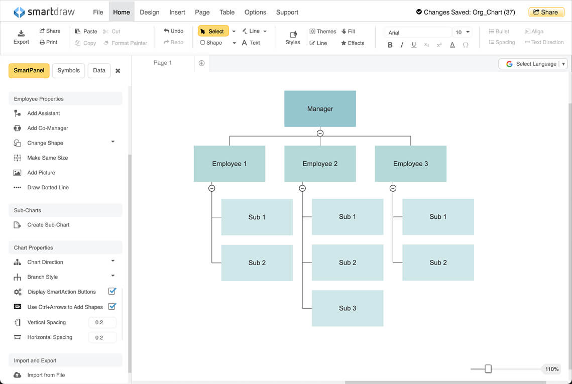 How do I create an organizational chart with pictures?