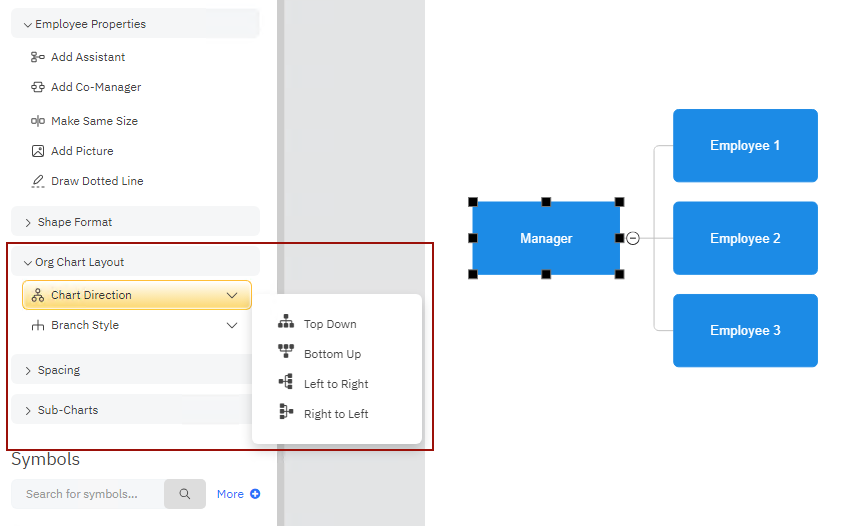 Change org chart orientation