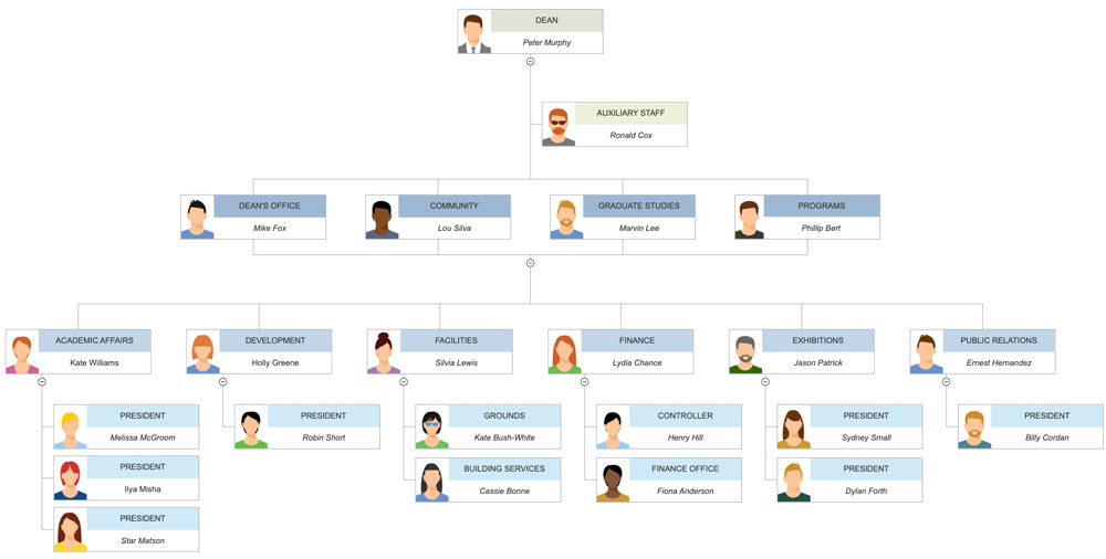 Four Types of Organizational Charts: Functional Top-Down, Flat ...