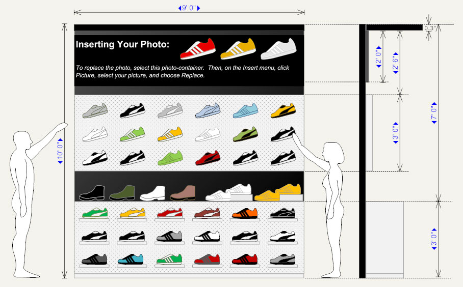 Shoe store planogram example