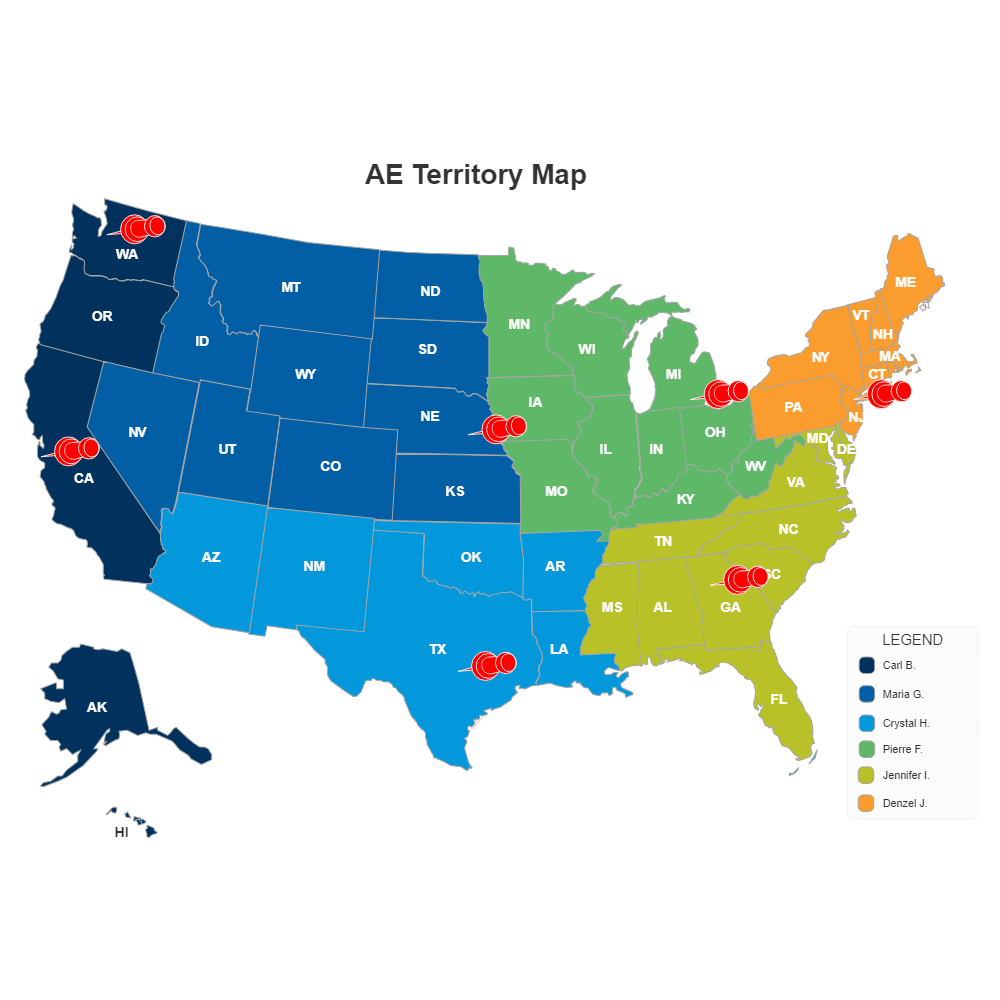 Example Image: Sales Territory Map for Account Executives