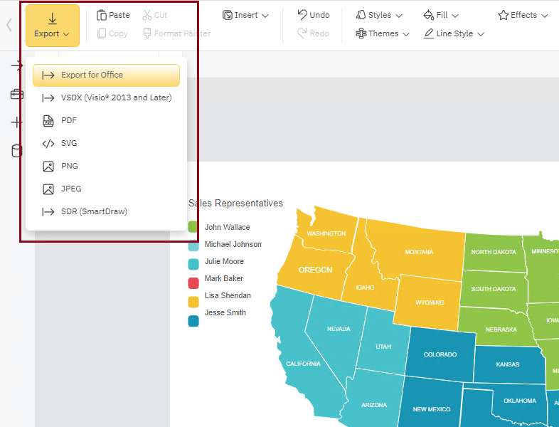 Export and share your sales territory map