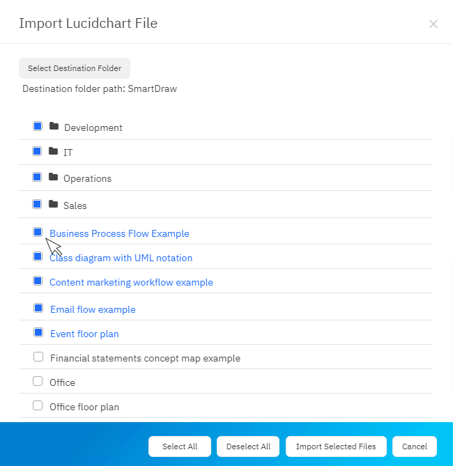 Import selected Lucidchart files