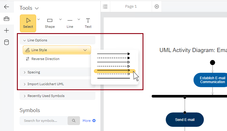 Define line styles for other UML diagram types