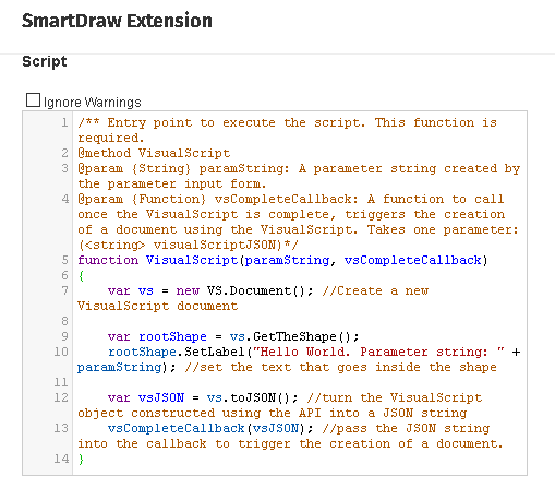 JavaScript Extension code