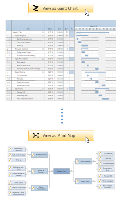 Convert your project chart to a mind map